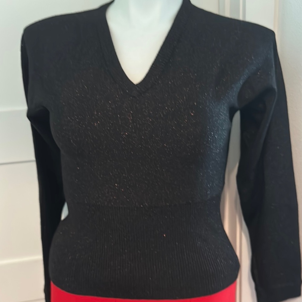 Sparkling Black V-Neck Sweater